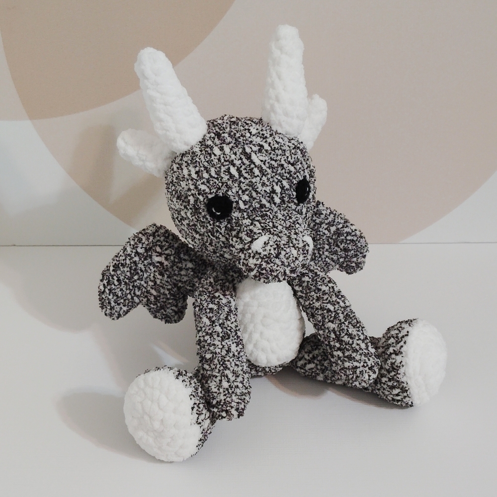 Black and White Plush Dragon